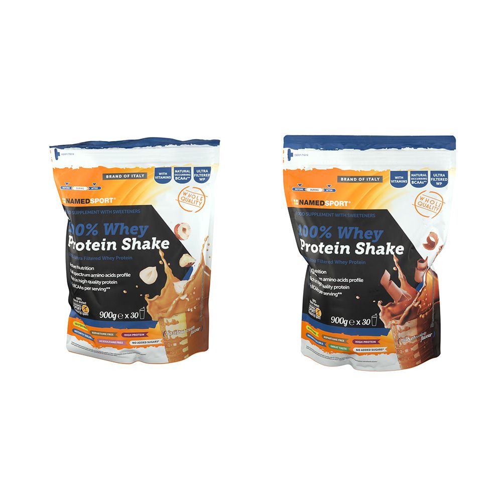 NAMEDSPORT® 100% Whey Protein Shake Hazelnut Cream + Milk Chocolate 1