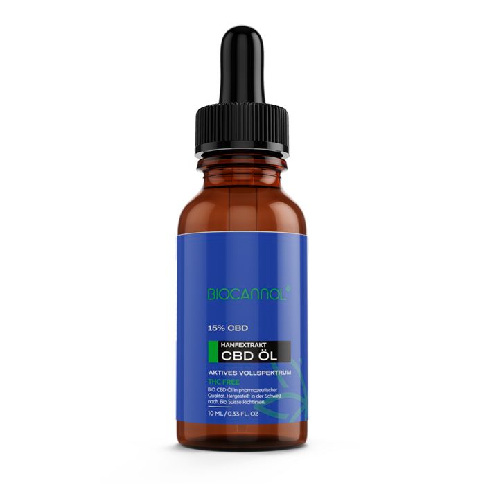 Biocannol® Olio CBD premium a spettro completo senza THC al 15% 10 ml