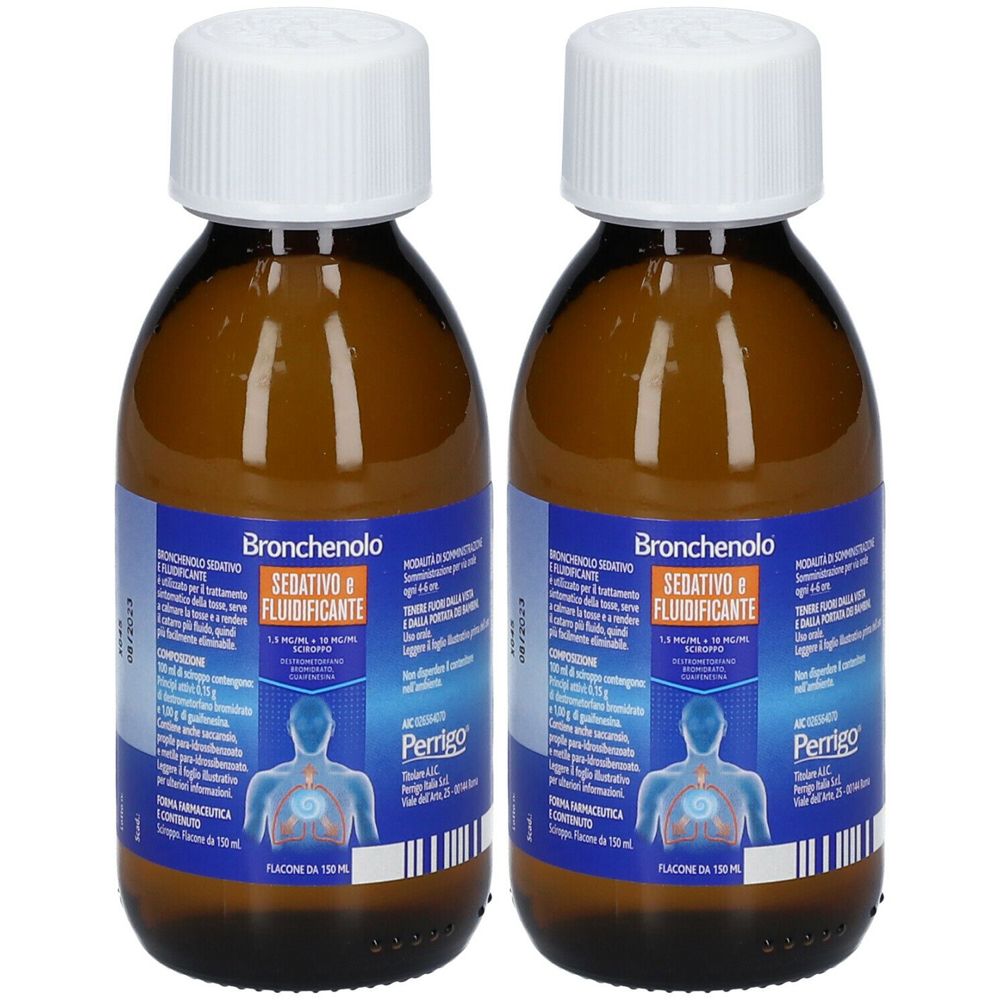 Bronchenolo® Sedativo e Fluidificante Set da 2 2x150 ml Sciroppo per l