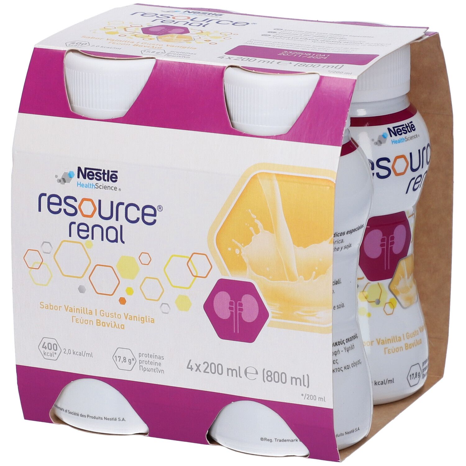 Nestle' Resource Renal Vaniglia 4 Bottigliette 4x200 ml Soluzione oral