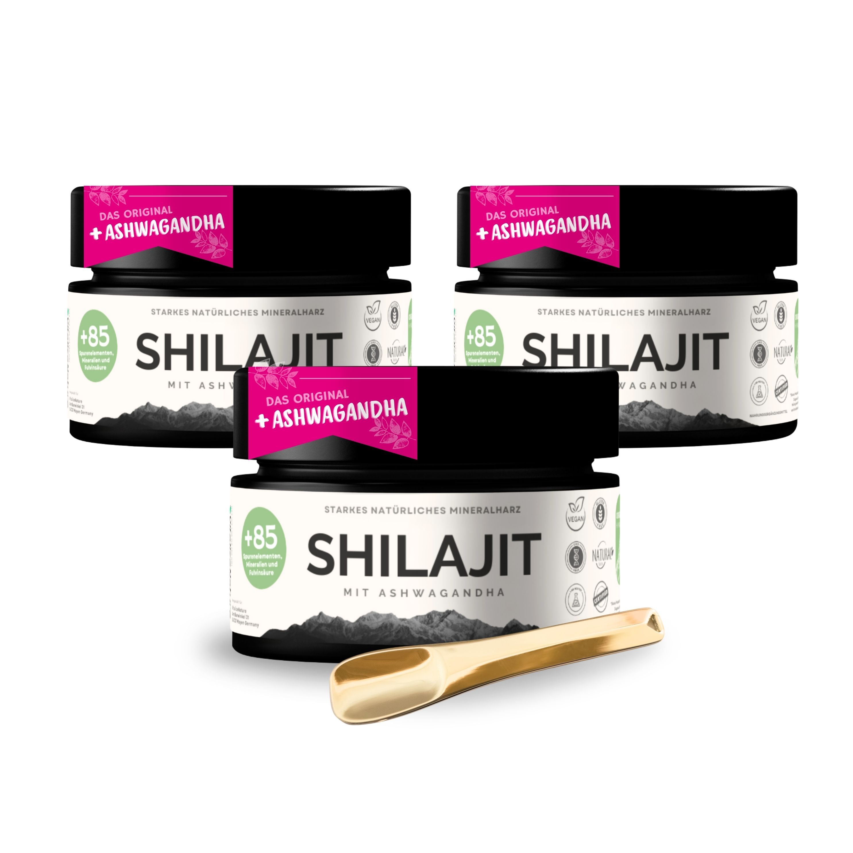 VitalizeNature Shilajit con Ashwagandha 3x30 g Concentrato