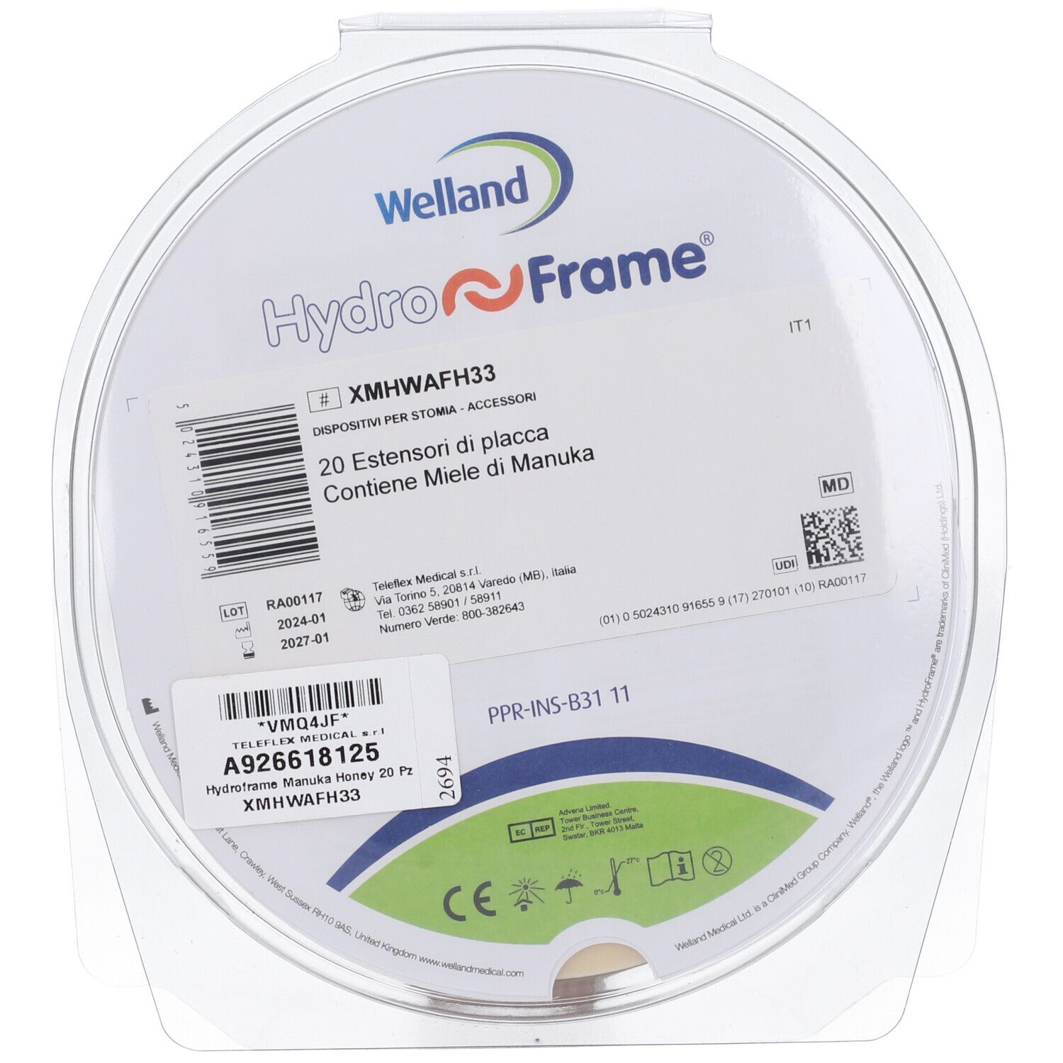 Hydroframe Manuka Honey 20Pz 20 pz Compresse
