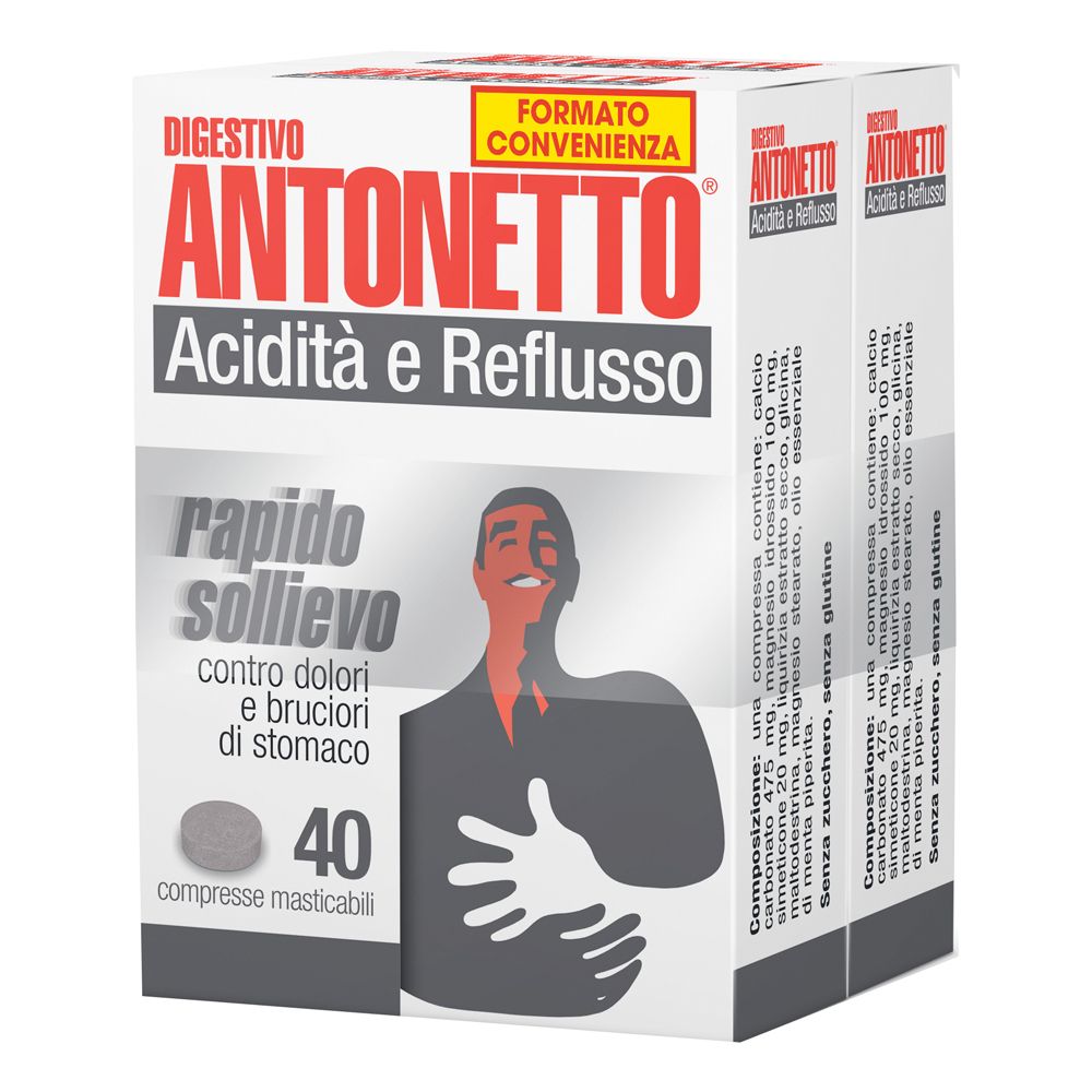 Digestivo Antonetto Acidita' e Reflusso Compresse Masticabili 2x40 pz