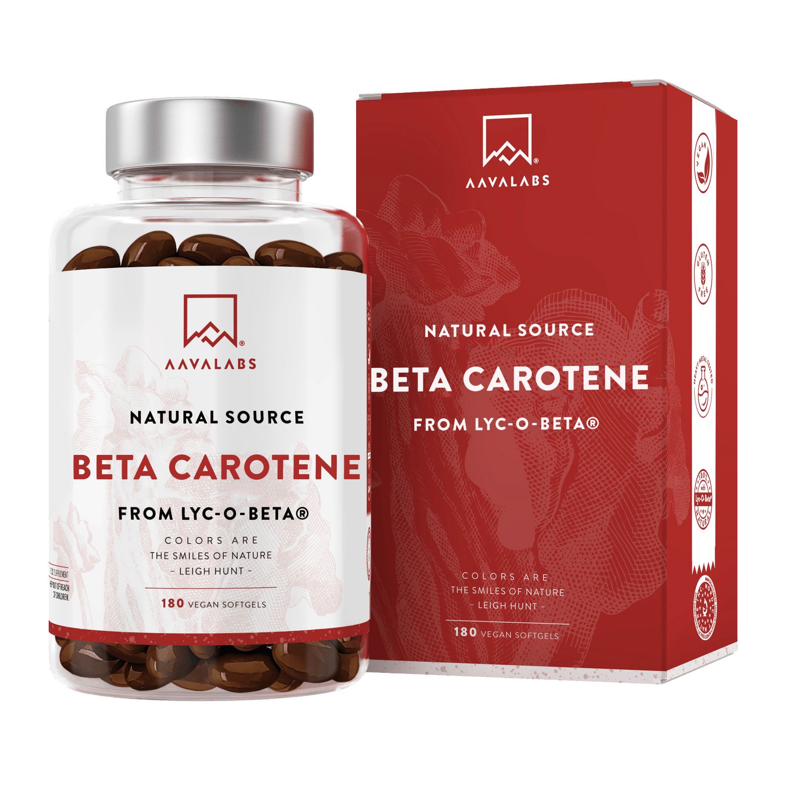 Aavalabs Beta Carotene con lyc-o-beta 180 pz Capsule