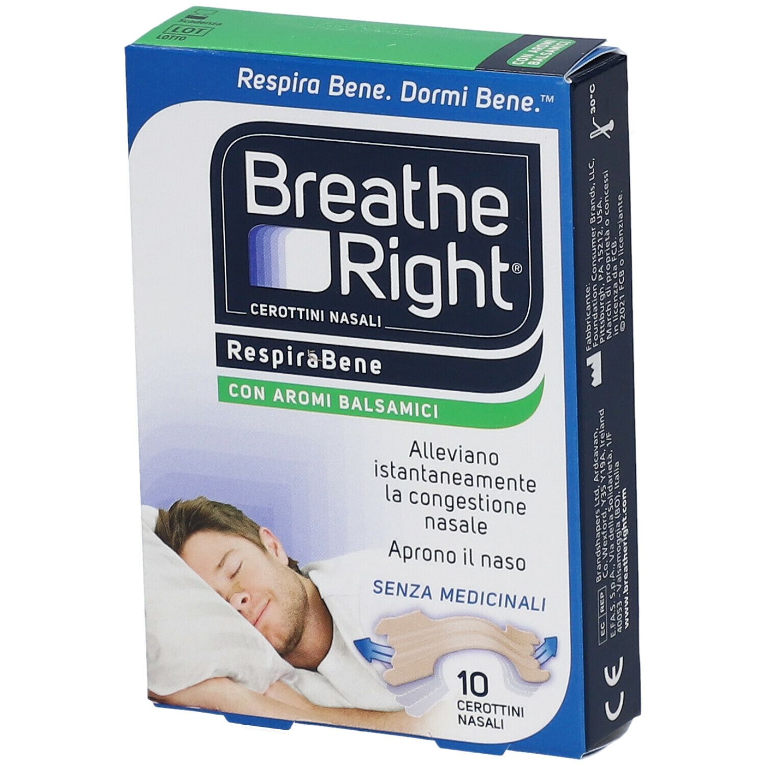Breathe Right® RespiraBene Con Aromi Balsamici 10 pz Cerotto