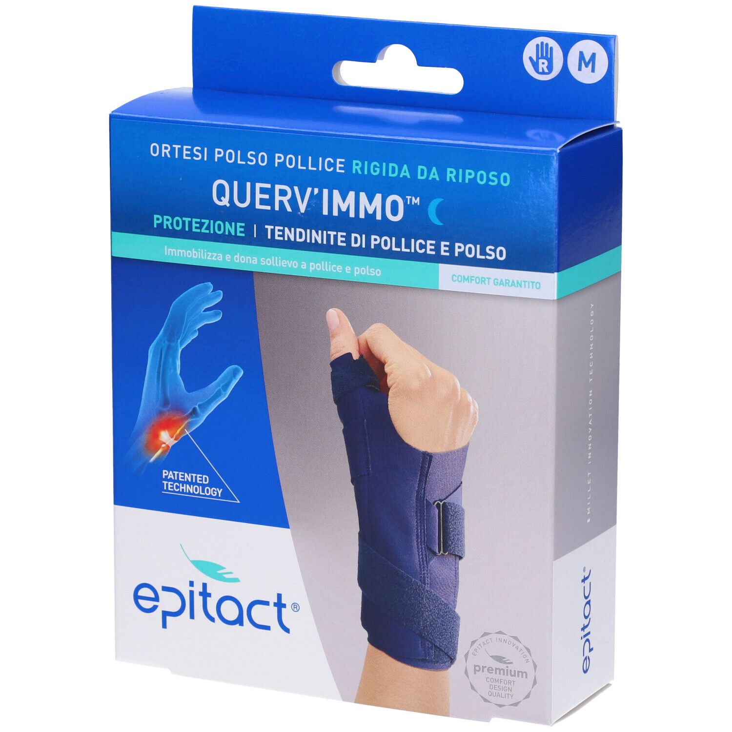 Epitact Ortesi Polso Pollice Rigida da Riposo QUERV´IMMO Mano Destra T