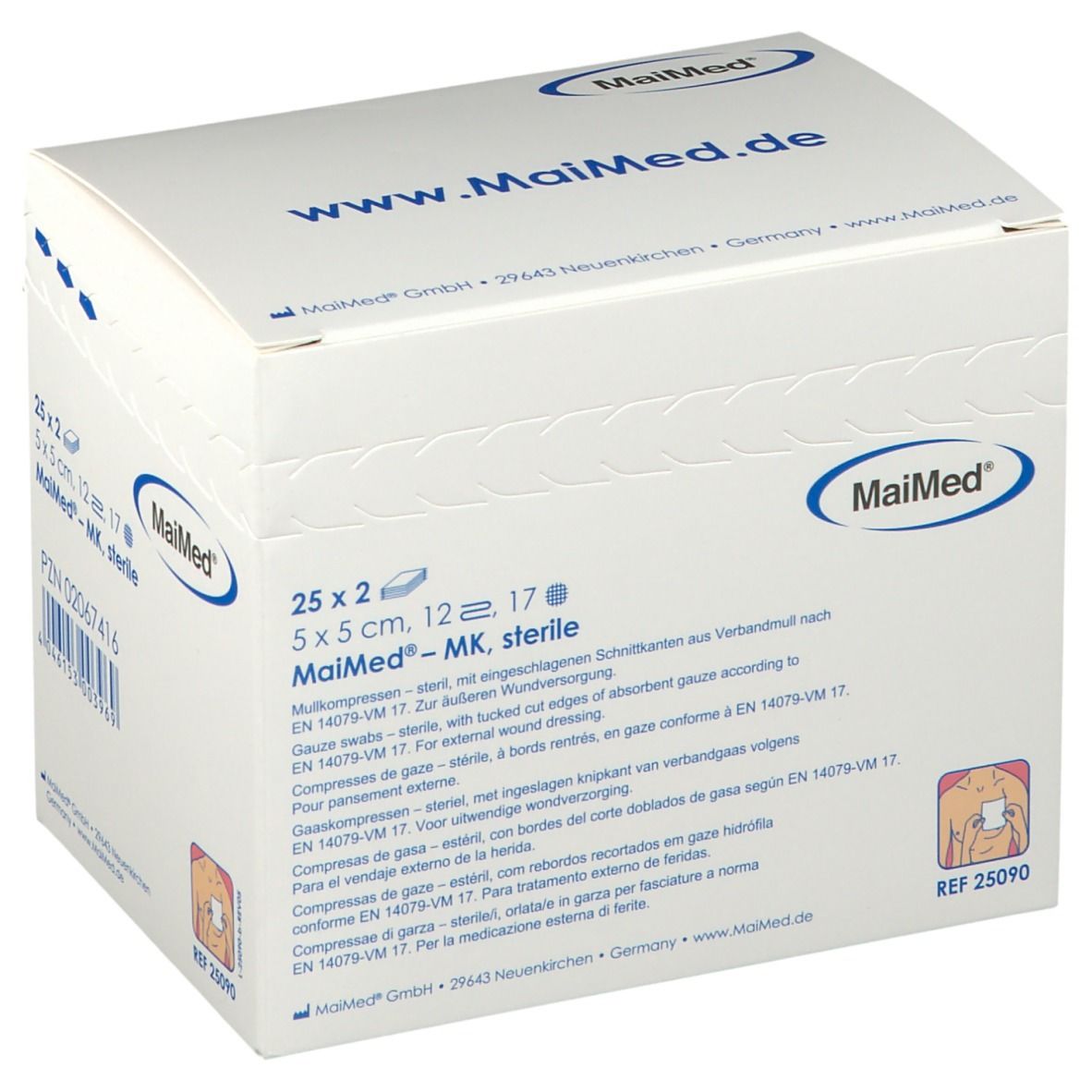 MaiMed® MK sterile 10x20 cm 12 volte 25x2 pz Compresse