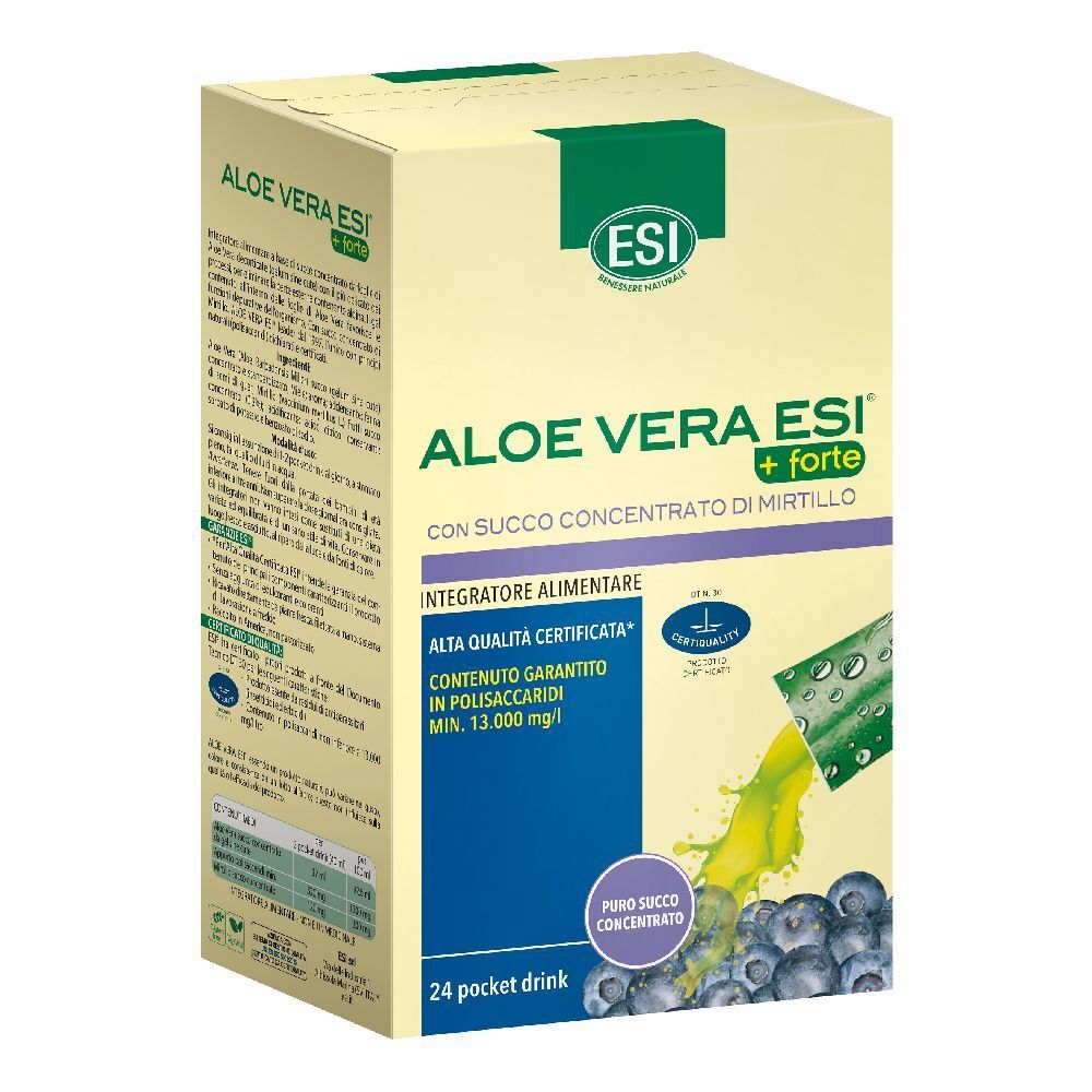 ESI Aloe Vera +Forte con Succo Concentrato di Mirtillo 480 ml Soluzion