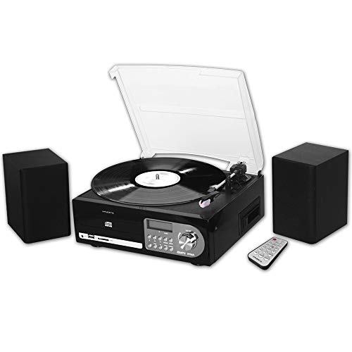 Majestic Tt 38R Cd Tp Usb Sd - Giradischi 33/45/78 Giri, Lettore Cd/Mp3, Cassetta, Ingresso Usb/Sd Recorder, Nero