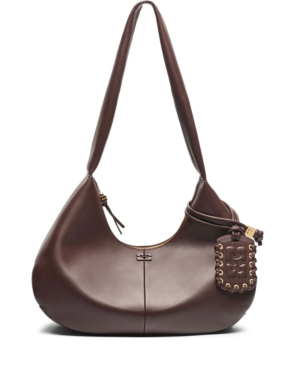 GANNI medium logo-debossed shoulder bag - Marrone