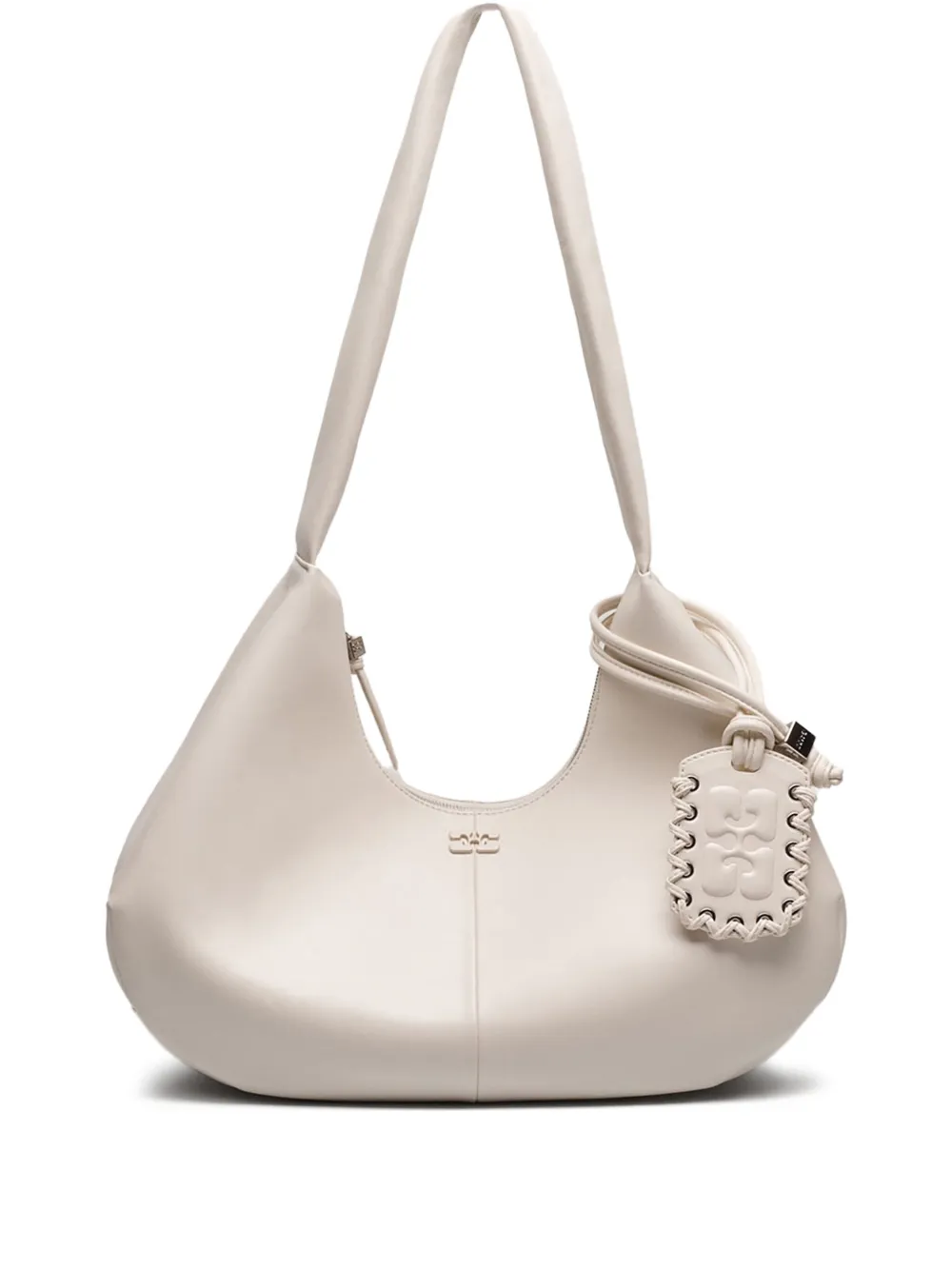 GANNI medium logo-debossed bag - Toni neutri