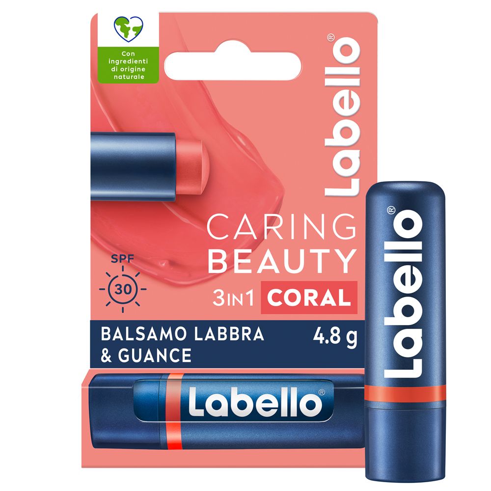 Labello Caring Beauty Lip & Cheek Coral SPF30 4.8 g, Burrocacao labbra