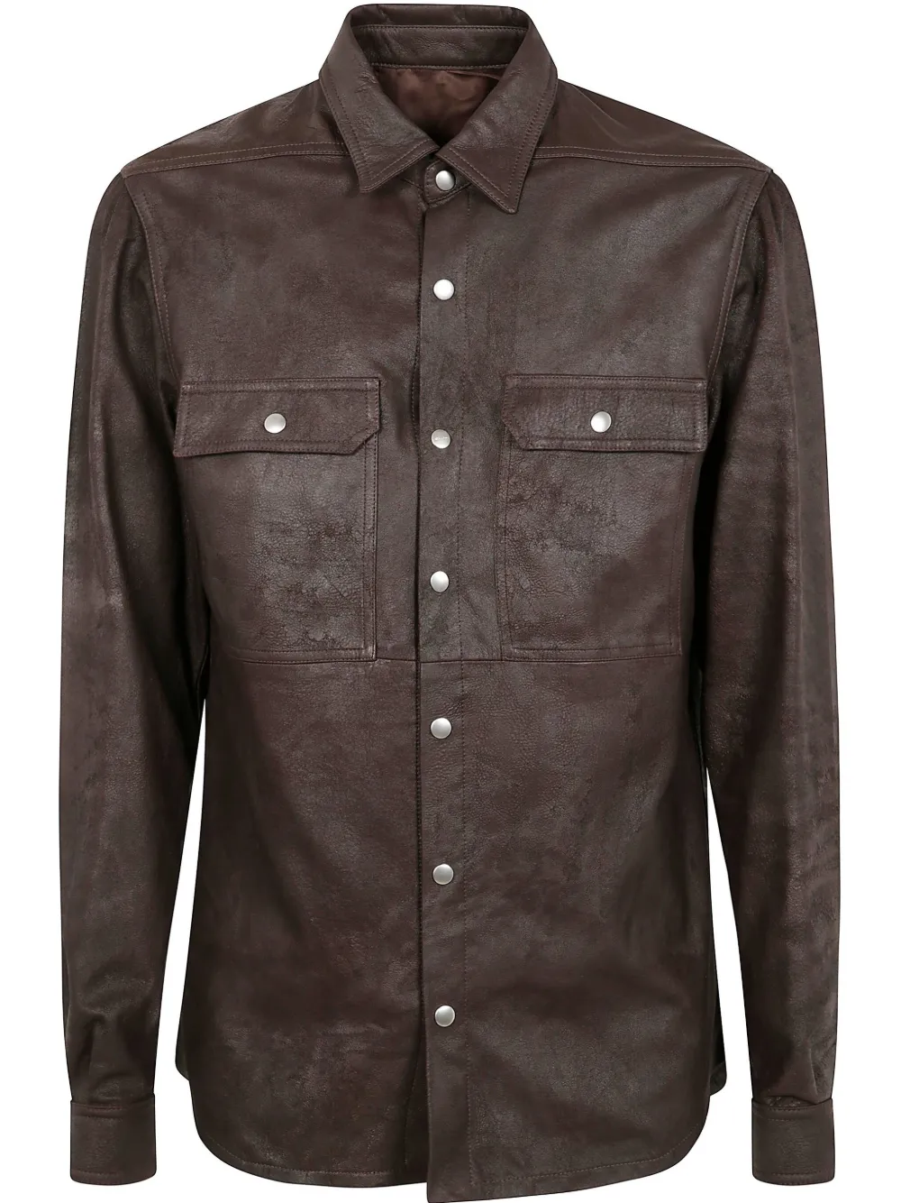 Rick Owens leather jacket - Marrone