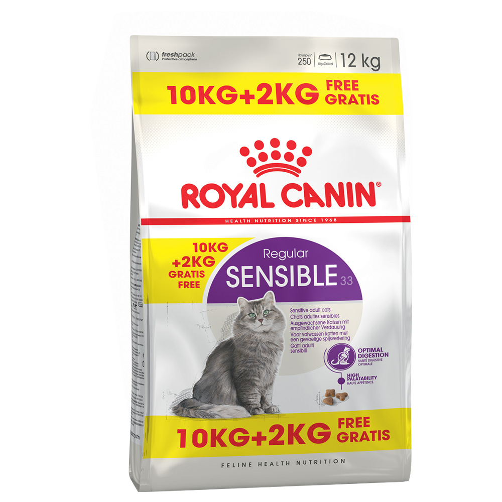 Royal Canin Regular Sensible 33 Crocchette per gatti - 10 kg + 2 kg GRATIS!
