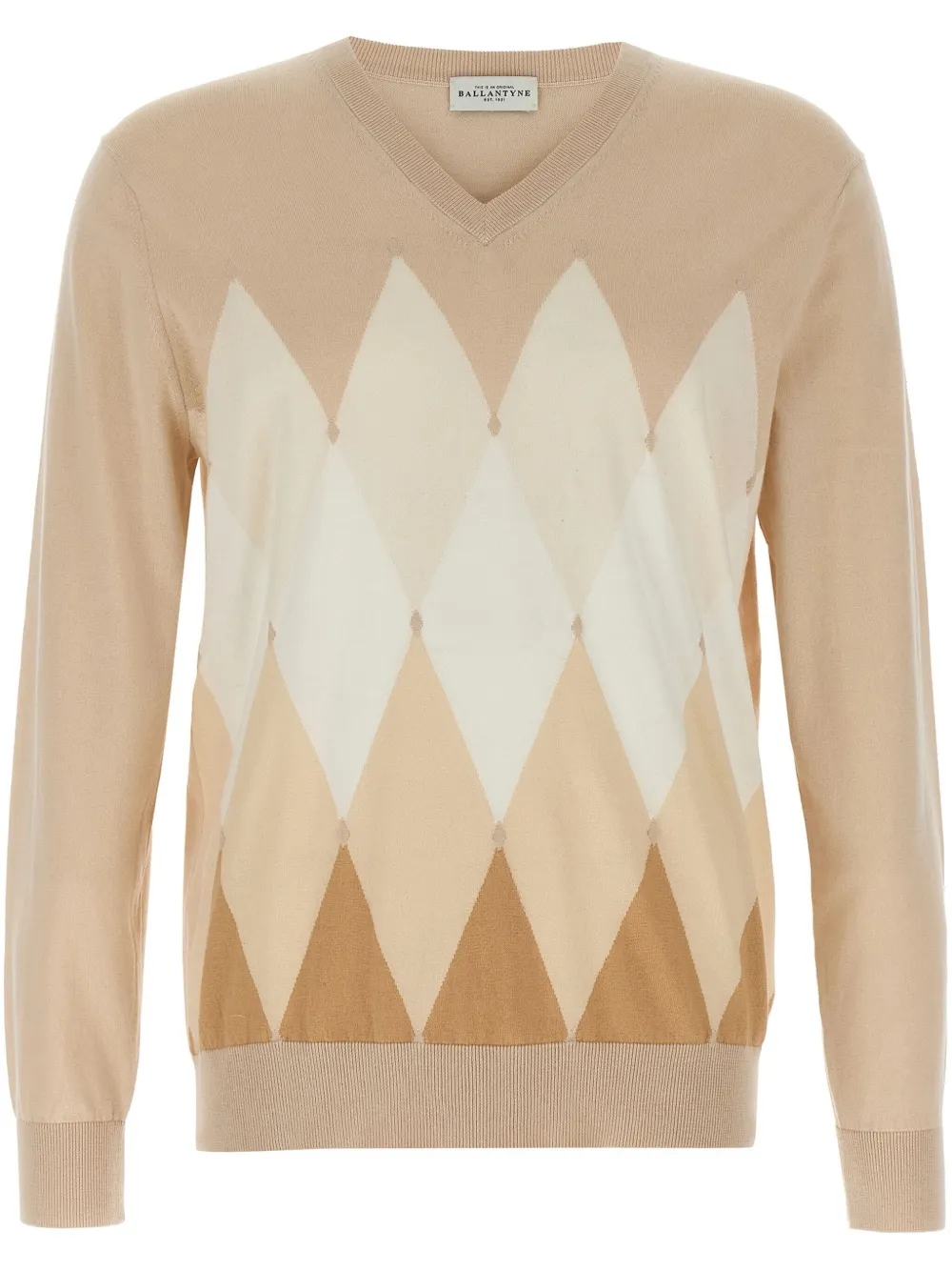 Ballantyne V-neck argyle sweater - Toni neutri