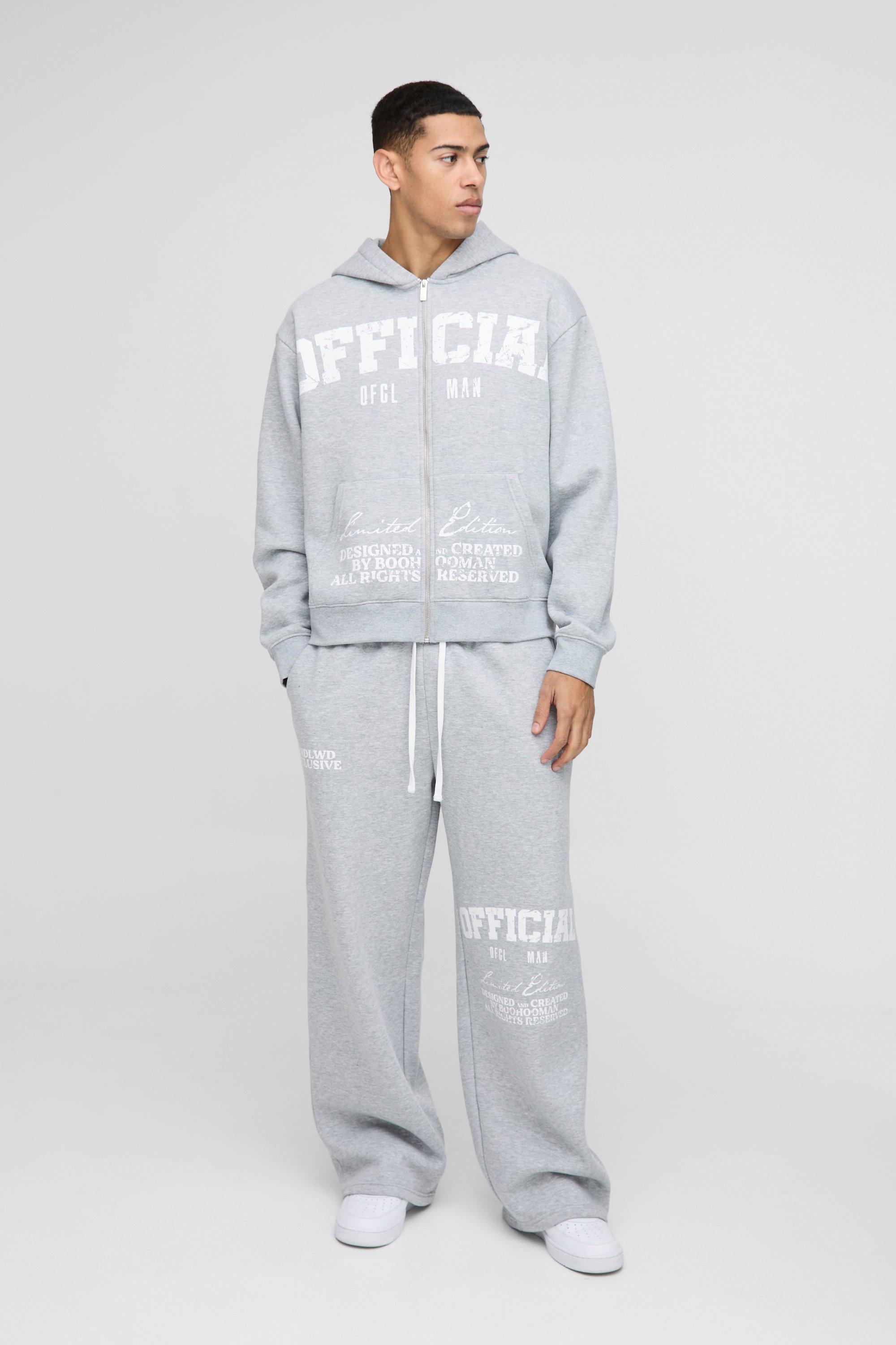 Oversized Boxy Official Print Tracksuit, Grigio