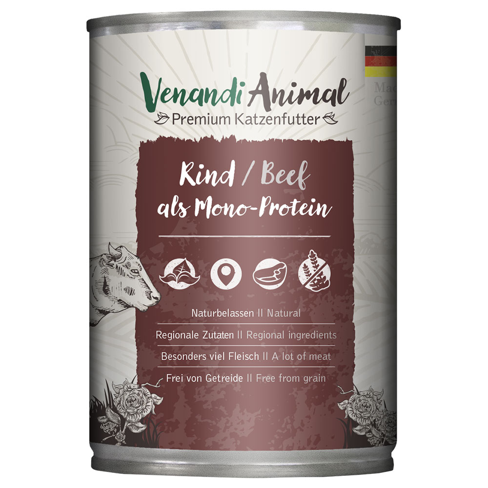 Venandi Animal Monoprotein 6 x 400 g umido gatto - Manzo
