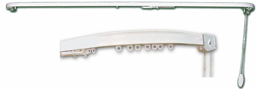 Scorritenda alluminio con curve bianco cm 180