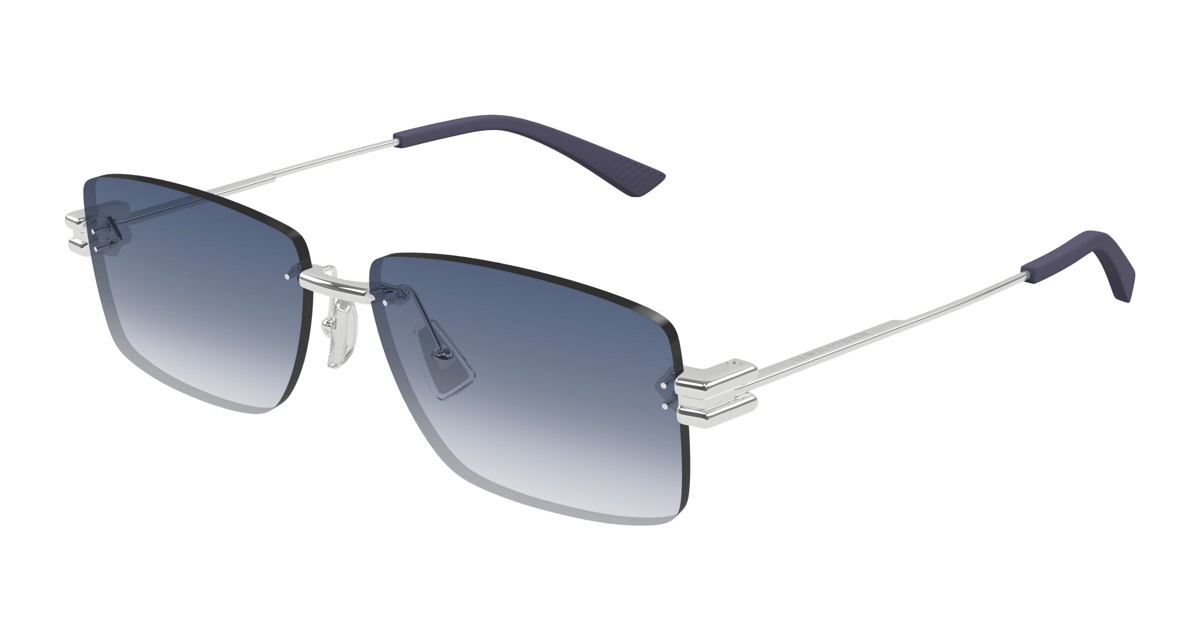 Bottega Veneta Uomo Bv1126S 005 Occhiali Da Sole Metallo Argento Blu Squadrata