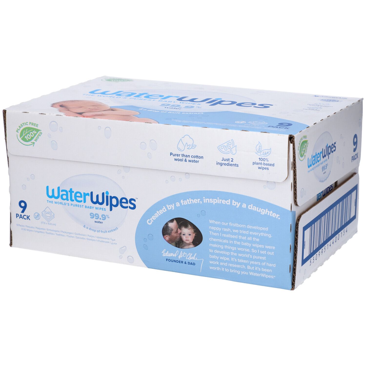 WaterWipes Original Salviette per Bambini 9 x 60 1 pz