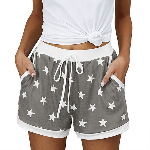 Per donna Taglie UE / USA Pigiami Pantaloni da pista Pantaloncini larghi Athleisure Scarpe sportive Breve Vita normale Stella Tasche Stampe Di base Al