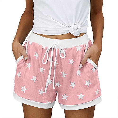 Per donna Taglie UE / USA Pigiami Pantaloni da pista Pantaloncini larghi Athleisure Scarpe sportive Breve Vita normale Stella Tasche Stampe Di base Al