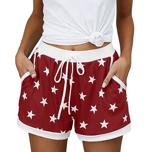 Per donna Taglie UE / USA Pigiami Pantaloni da pista Pantaloncini larghi Athleisure Scarpe sportive Breve Vita normale Stella Tasche Stampe Di base Al