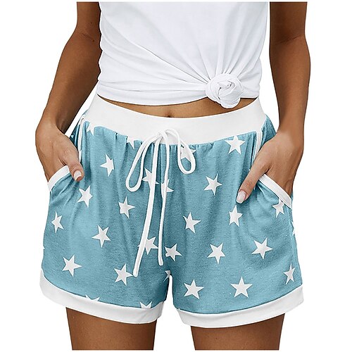 Per donna Taglie UE / USA Pigiami Pantaloni da pista Pantaloncini larghi Athleisure Scarpe sportive Breve Vita normale Stella Tasche Stampe Di base Al