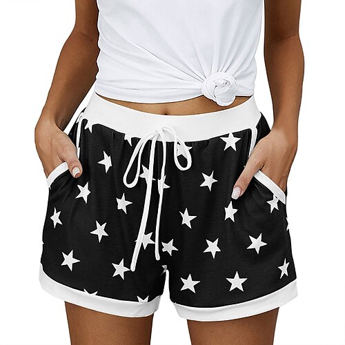 Per donna Taglie UE / USA Pigiami Pantaloni da pista Pantaloncini larghi Athleisure Scarpe sportive Breve Vita normale Stella Tasche Stampe Di base Al