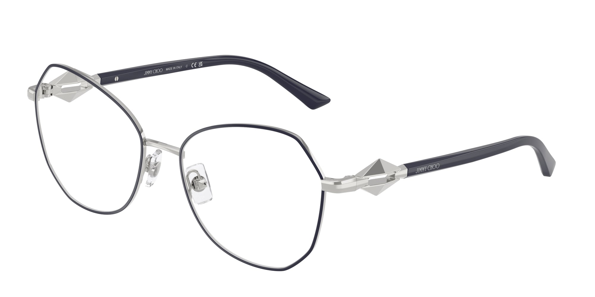 Jimmy Choo Donna Jc2011  3026 Montature Da Vista Metallo Blu Trasparente Rotonda Normale