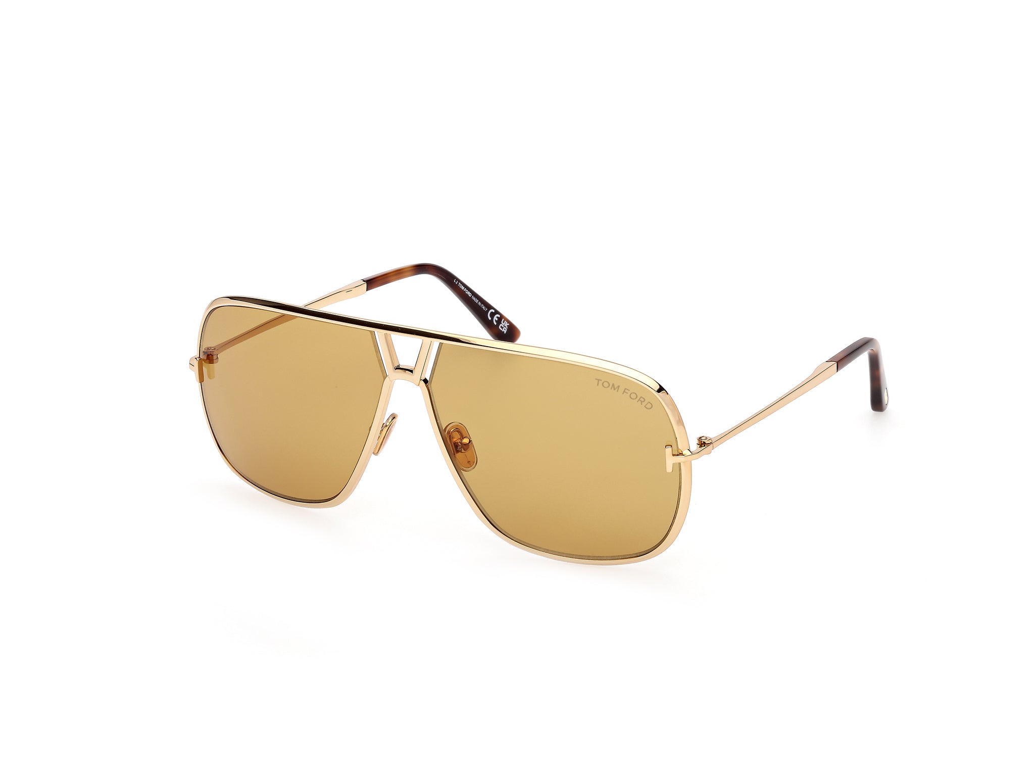 Tom Ford Uomo Ft1204 Stavros 30E Occhiali Da Sole Metallo Oro Marrone Squadrata Normale