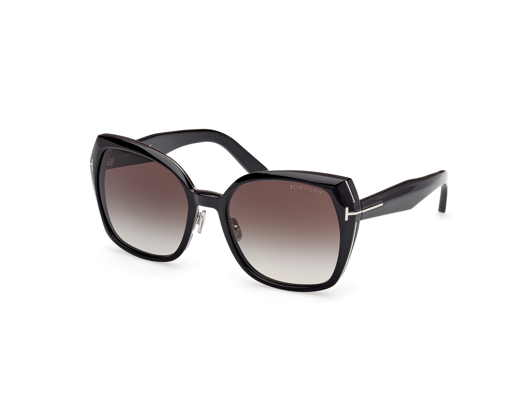 Tom Ford Donna Ft1223 Plum 01B Occhiali Da Sole Metallo Nero Fumo Farfalla Normale