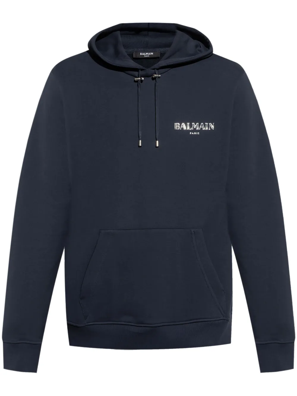 Balmain logo-graphic drawstring hoodie - Blu