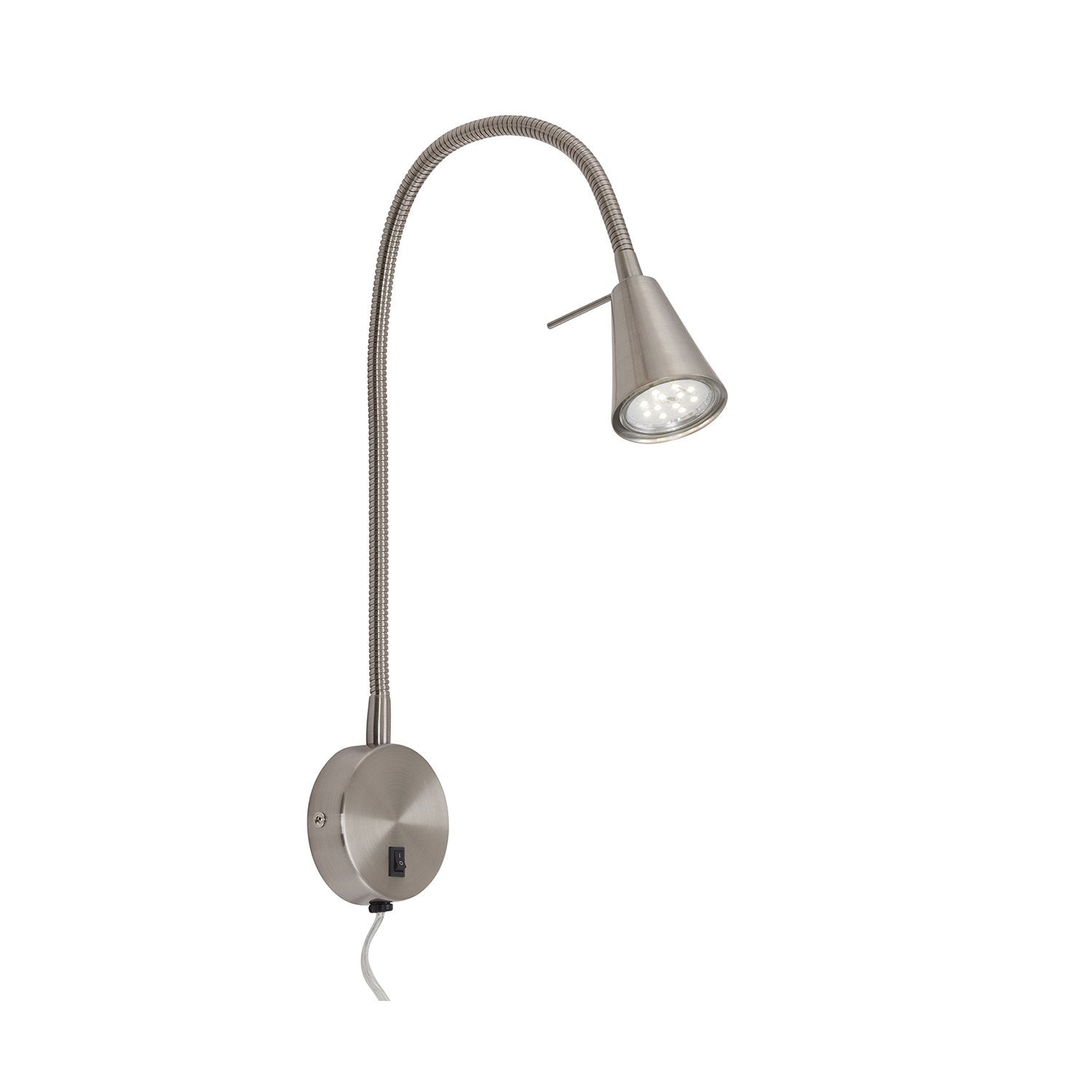 Applique contemporanea tusa metallo nichel satinato 1 luce gu10 3000k