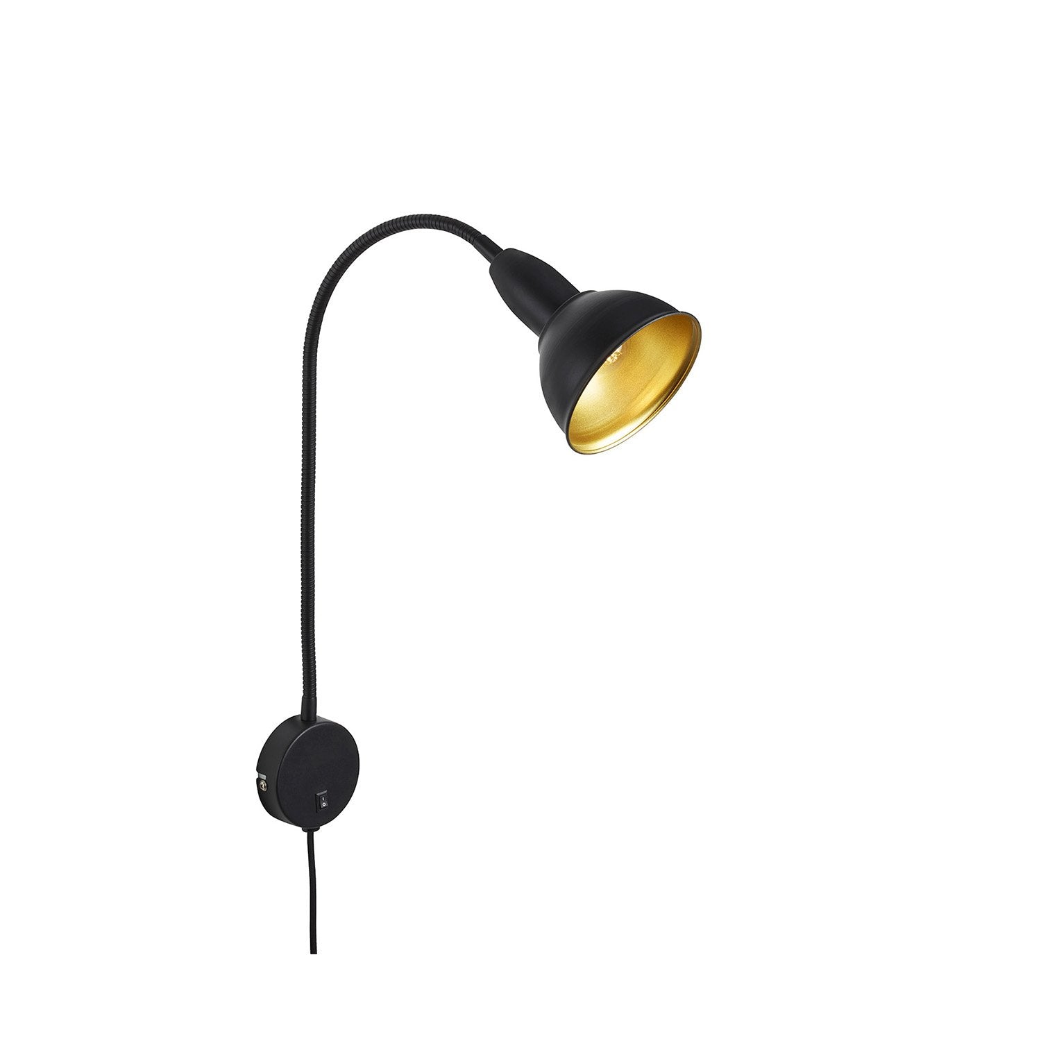 Applique nordico hygge metallo nero oro 1 luce e14