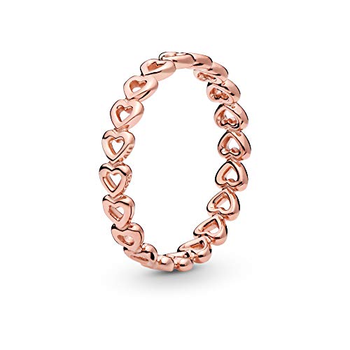 Pandora Anello Con Fascia Di Cuori Placcato In Oro Rosa 14K, 50
