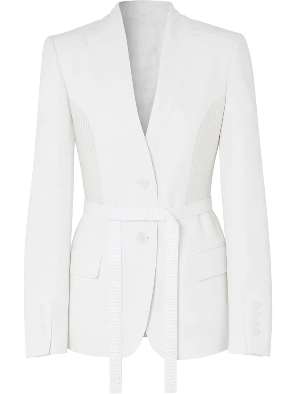 Burberry Blazer monopetto con cintura - Bianco