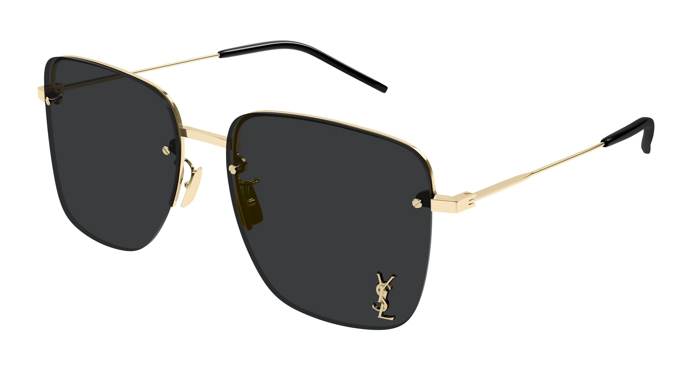 Saint Laurent Donna Sl 312 M 013 Occhiali Da Sole Metallo Oro Nero Squadrata