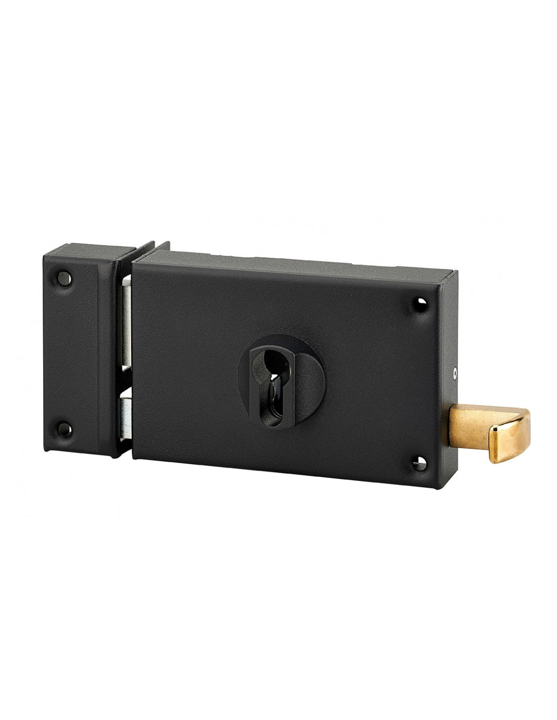 Serratura orizzontale da applicare doppio cilindro a tirante per porta d'ingresso, sinistra, asse 70mm, 140x88mm, nero - thirard