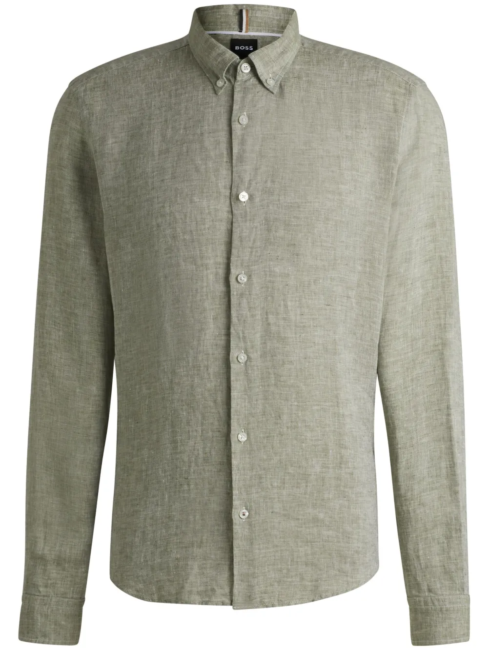 BOSS Giacca-camicia button-down in lino - Verde