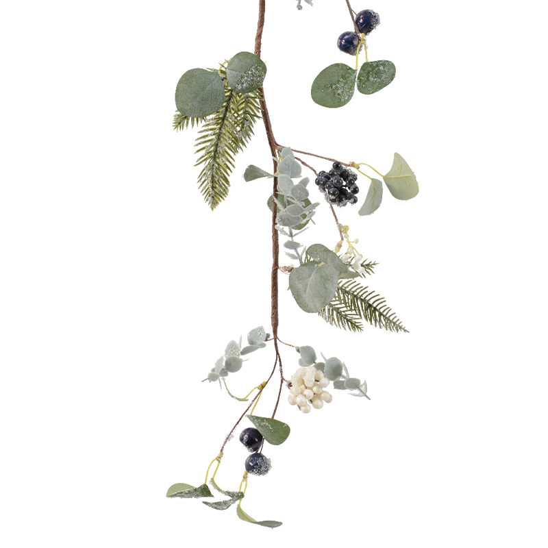 Ghirlanda bacche verdi con ghiaccio h120 cm