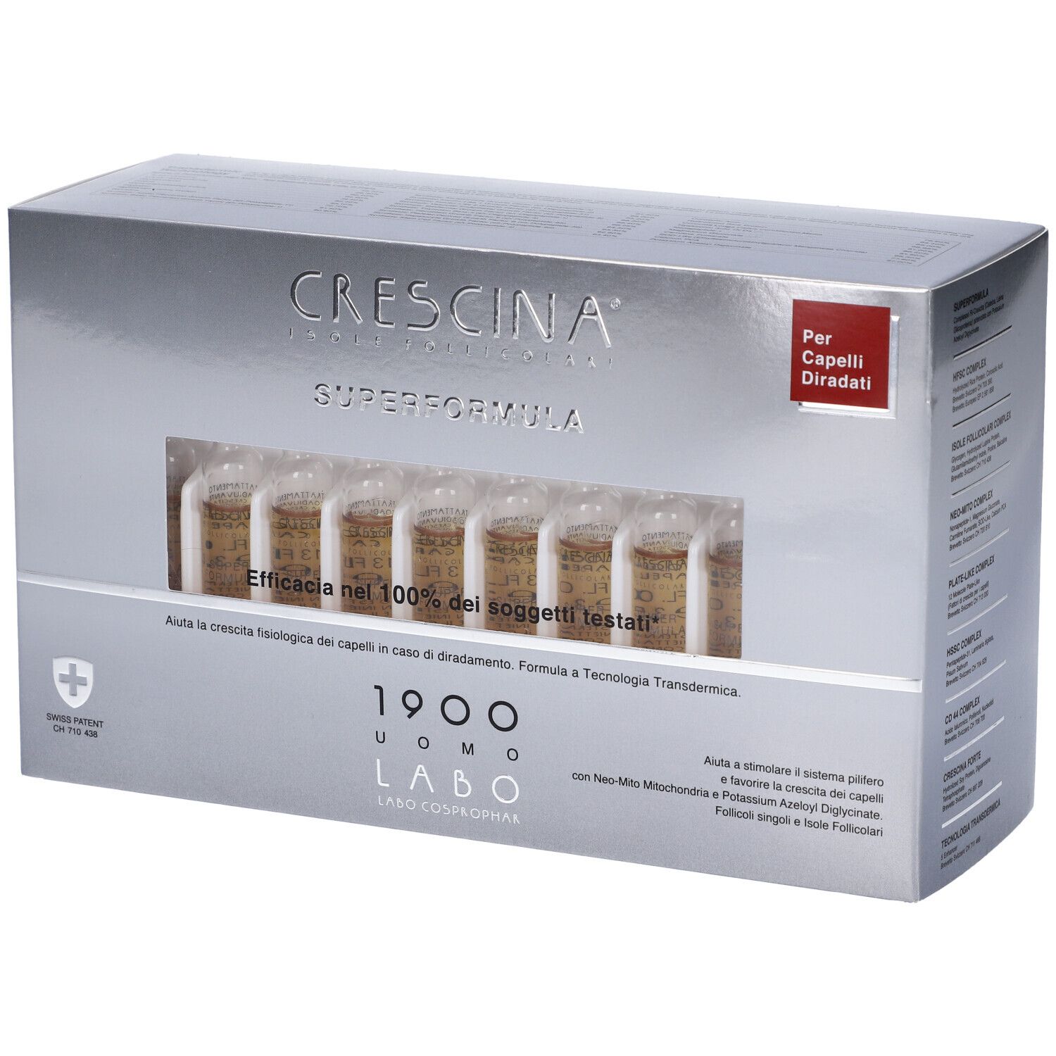 Crescina Isole Follicolari Super Formula 1900 Uomo 40 Fiale 3,5 ml 140