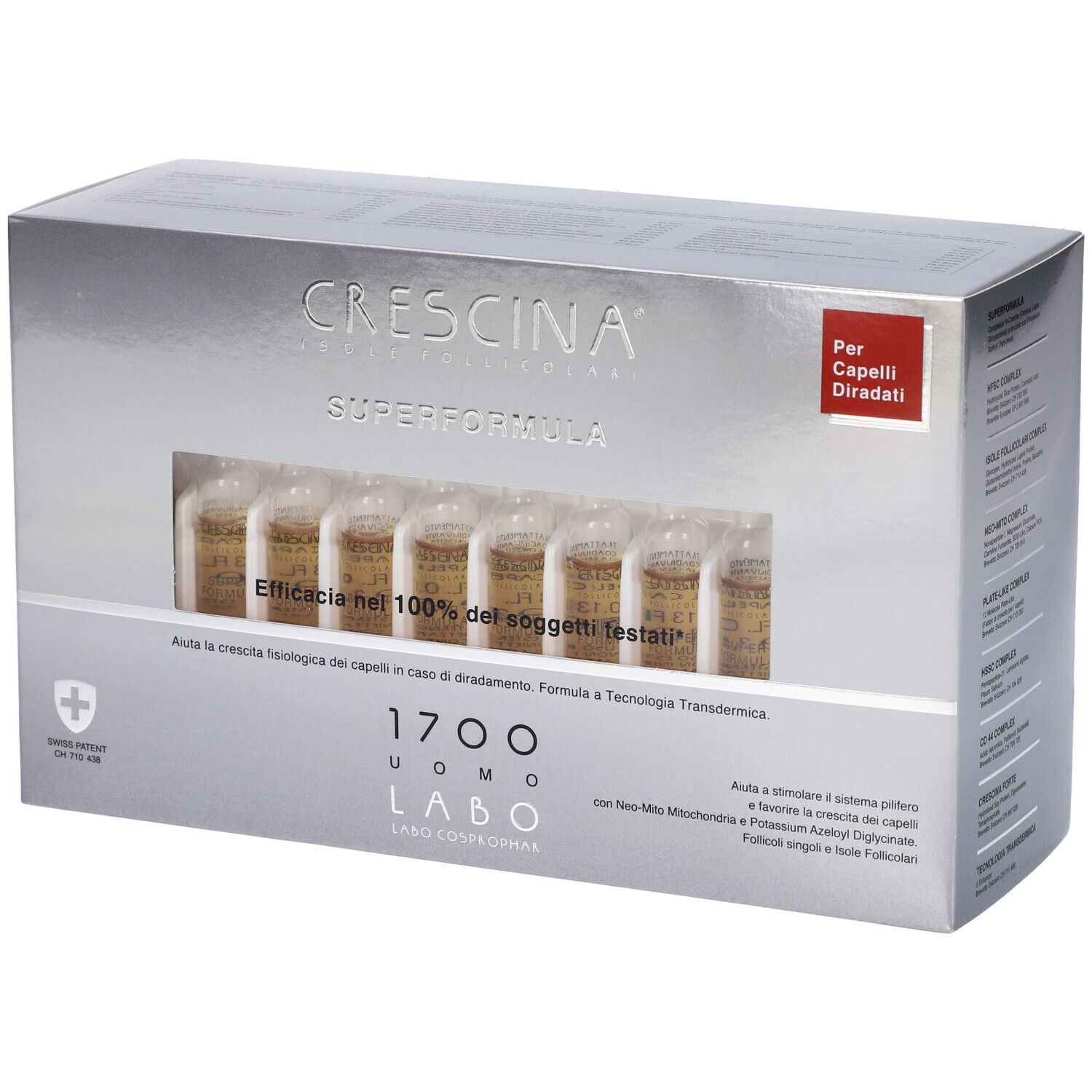Crescina Isole Follicolari Super Formula 1700 Uomo 40 Fiale 3,5 ml 140