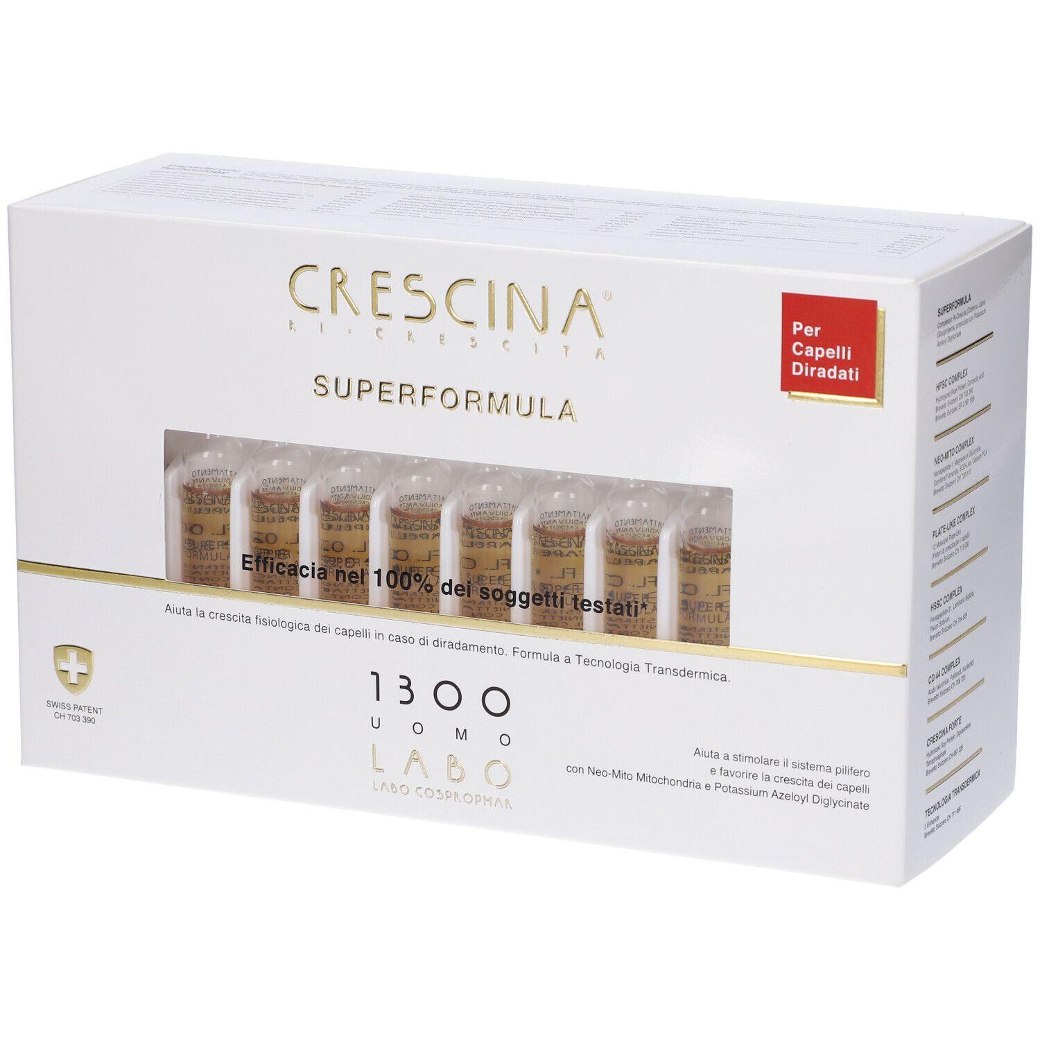 Crescina Ri Crescita Super Formula 1300 Uomo 40 Fiale 3,5 ml 1400