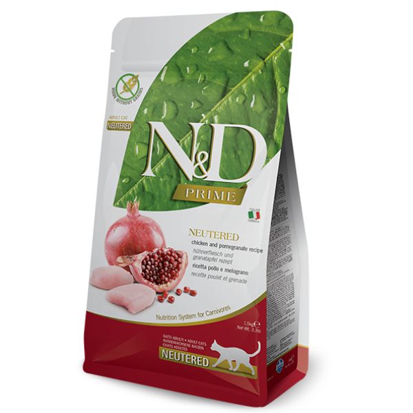 Farmina n&d prime feline neutered grain free pollo e melograno - 1,5 kg - croccantini per gatti - spedizione gratis 1° ordine + scegli lo sconto bzr5