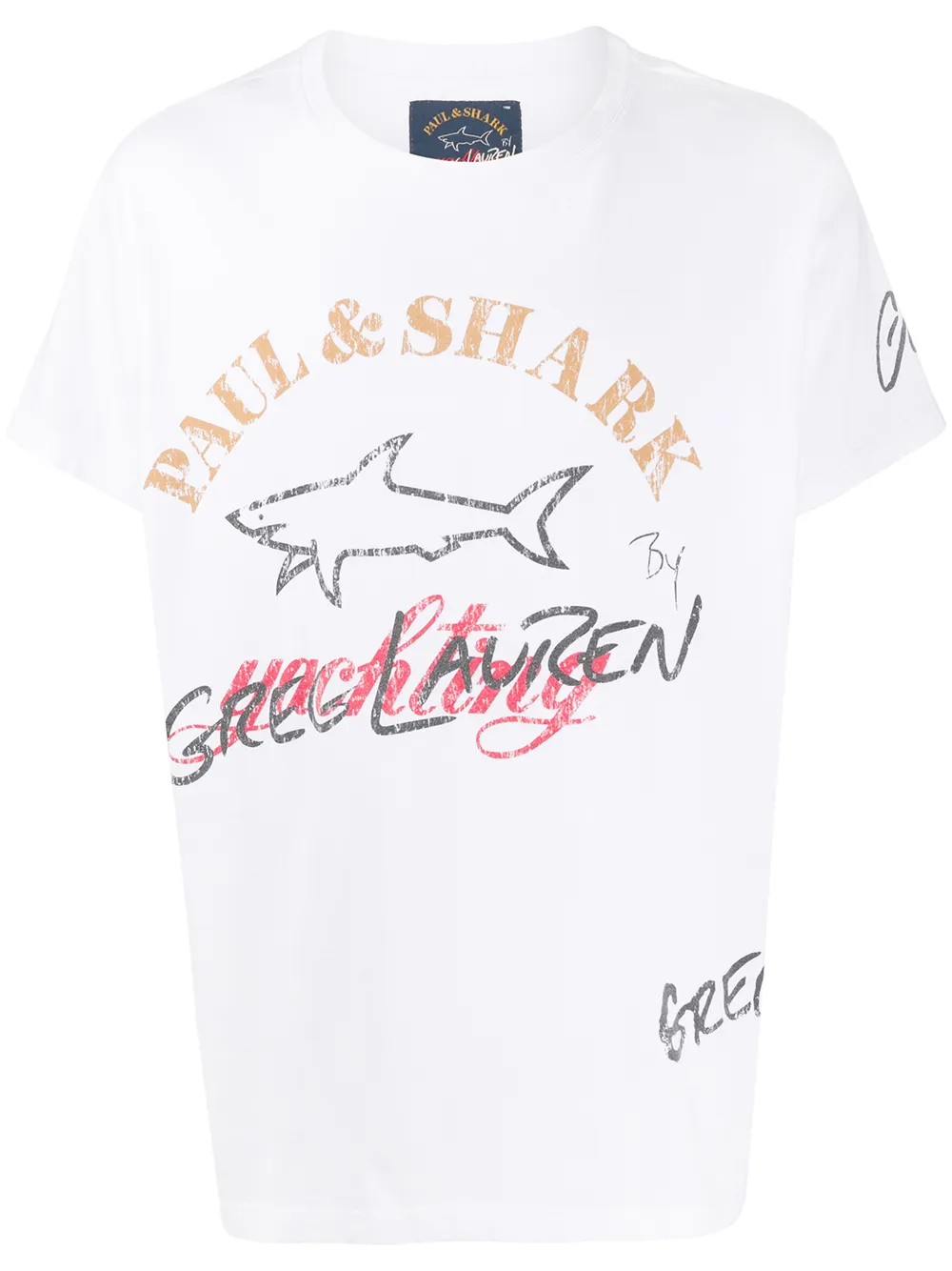 Greg Lauren X Paul & Shark T-shirt a girocollo con stampa - Bianco