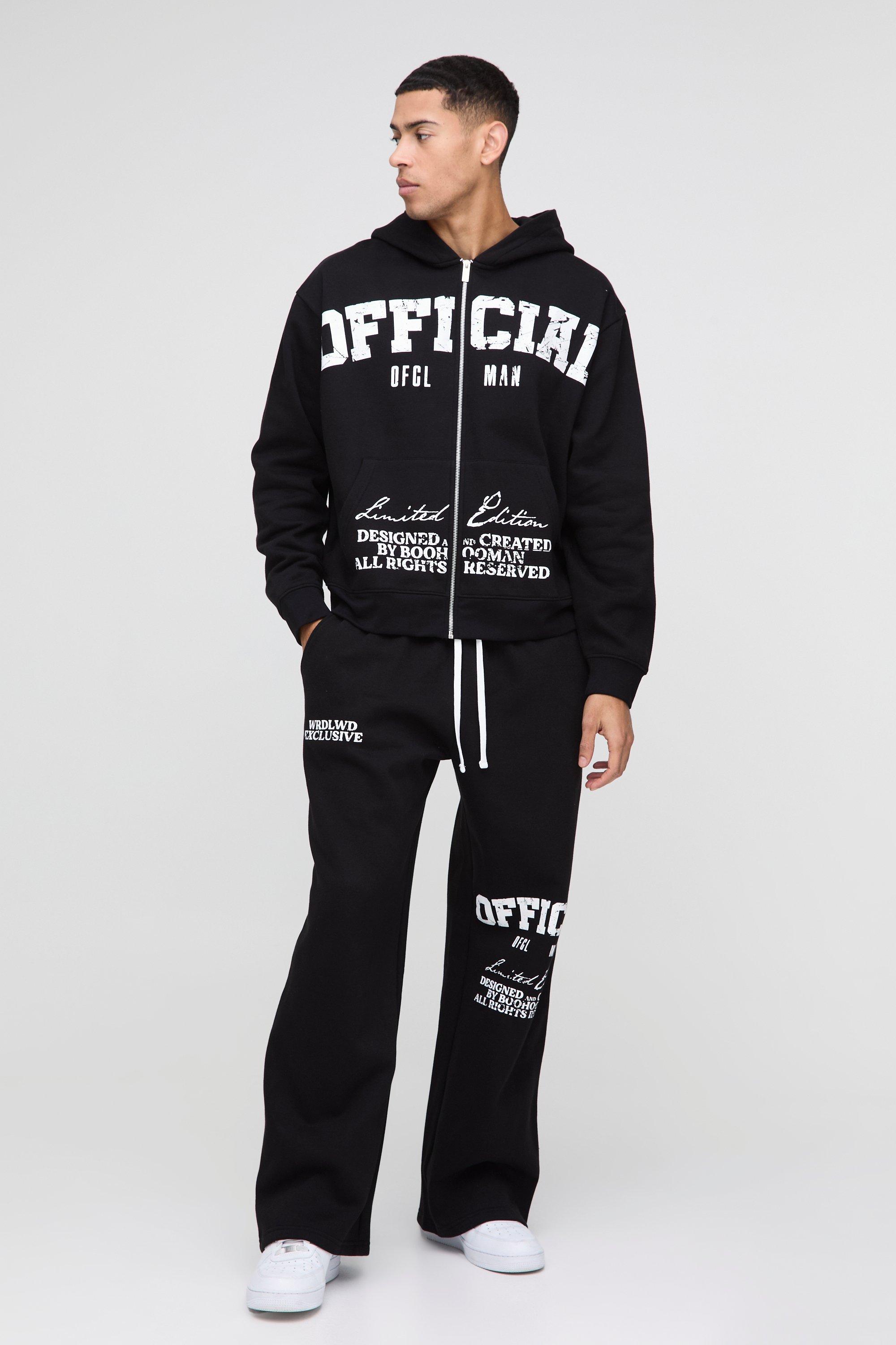 Oversized Boxy Official Print Tracksuit, Nero