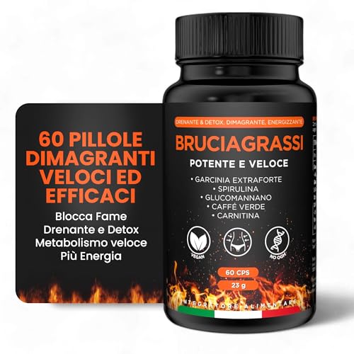 Brucia Grassi Potenti Veloci (Dieta Digitale Inclusa)- 60 Pillole Dimagranti Veloci E Efficaci Vegetali, Drenante Forte Dimagrante Anticellulite Detox