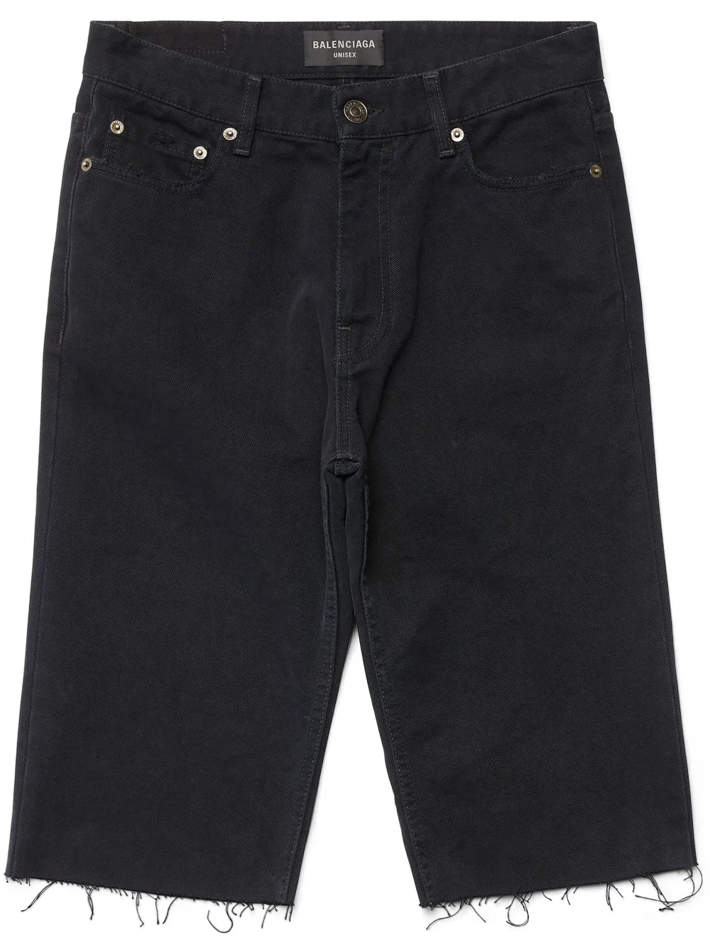 Balenciaga Shorts denim con orlo sfilacciato - Nero