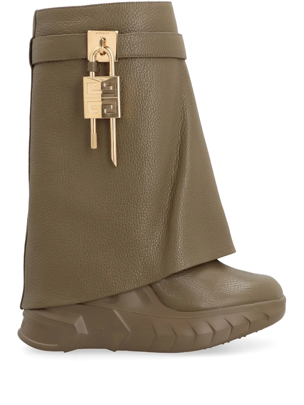 Givenchy Shark Lock Biker leather ankle boots - Verde